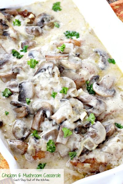 Chicken and Mushroom Casserole | Can't Stay Out of the Kitchen | lovely #chicken #casserole in a creamy #mushroom sauce. #glutenfree