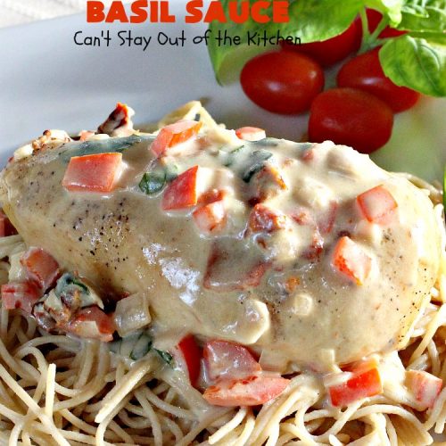 Chicken in Sun-Dried Tomato Basil Sauce | Can't Stay Out of the Kitchen | this delightful #chicken entree is perfect for company or #holiday dinners like #Easter. I used #glutenfree #pasta but any kind can be used.