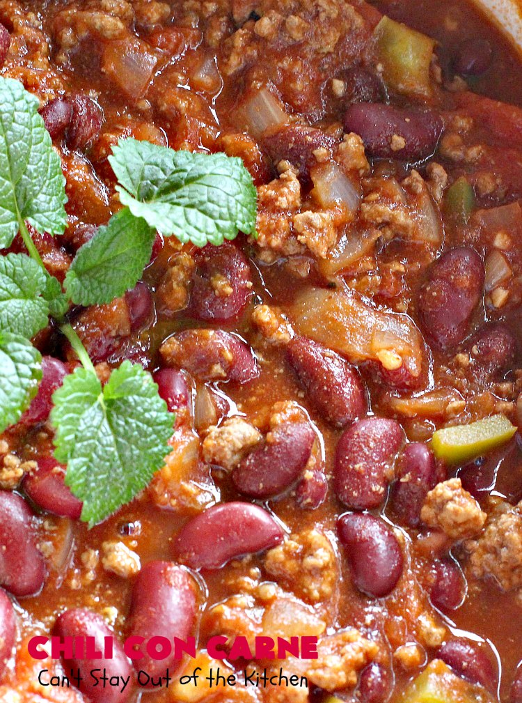 Favorite Chili Con Carne | Can't Stay Out of the Kitchen | this is our favorite #chili recipe. Perfect comfort food for fall & winter nights! #soup #glutenfree