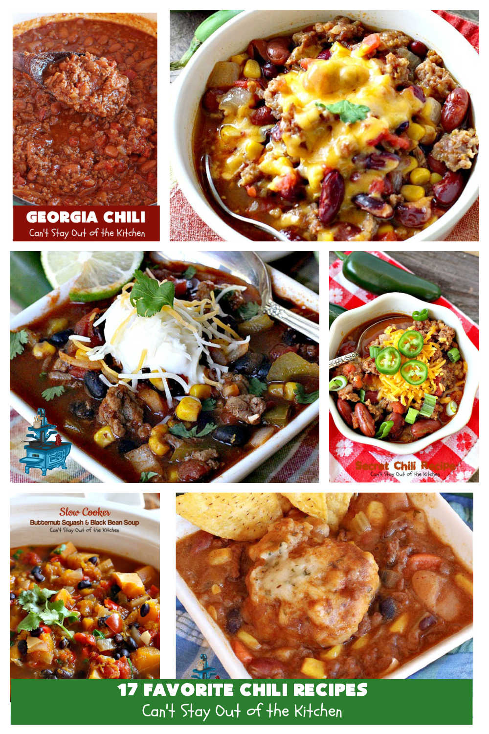 17 Favorite Chili Recipes | Can't Stay Out of the Kitchen | 17 delightful #chili #recipes to choose from including #beef, #chicken, #turkey or #vegan. Most are #GlutenFree. Enjoy your favorite #Fall comfort food with one of these great entrees. #ChiliRecipes #17FavoriteChiliRecipes