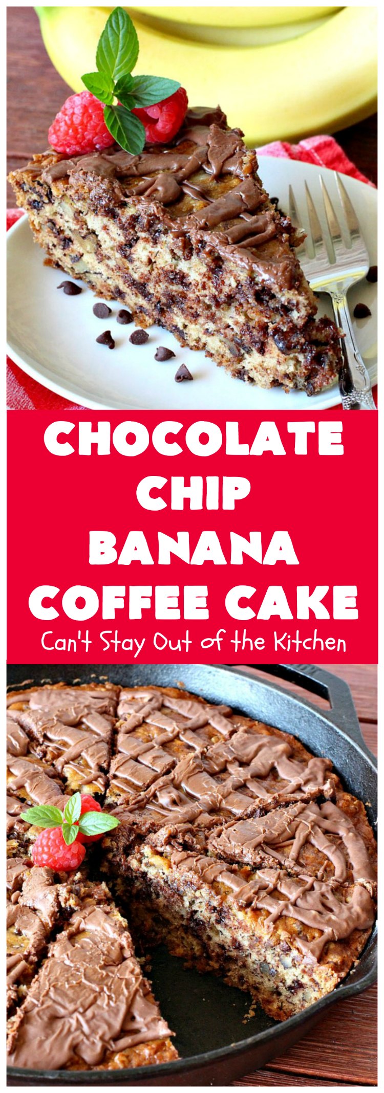 Chocolate Chip Banana Coffee Cake | Can't Stay Out of the Kitchen