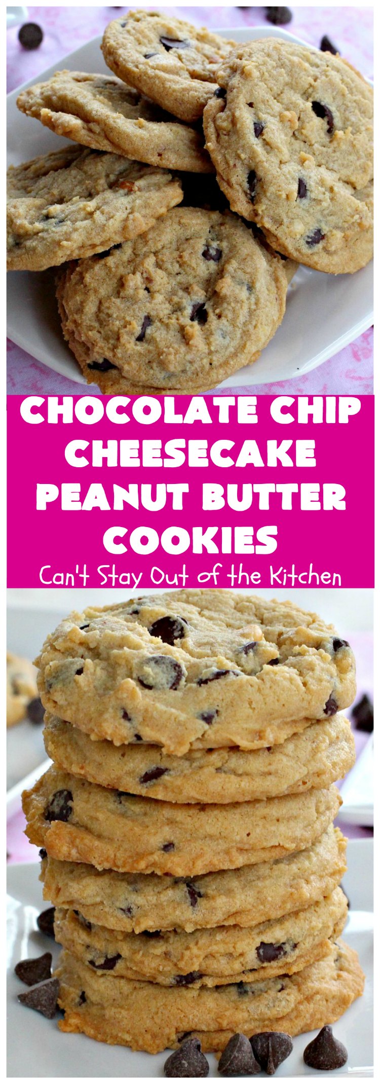 Chocolate Chip Cheesecake Peanut Butter Cookies | Can't Stay Out of the Kitchen