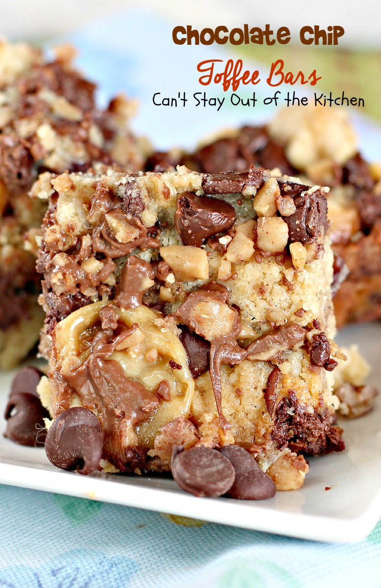 Chocolate Chip Toffee Bars | Can't Stay Out of the Kitchen