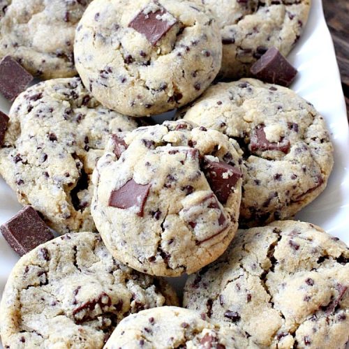 Chocolate Chunk Sprinkle Cookies | Can't Stay Out of the Kitchen | these outrageous #cookies are loaded with #chocolate chunks & chocolate #sprinkles. They use a #MrsFields #copycat cookie dough #recipe so they're absolutely amazing. #dessert #tailgating #ChocolateChunks #ChocolateDessert #ChocolateChipCookie #holiday #baking #ChocolateChunkSprinkleCookies