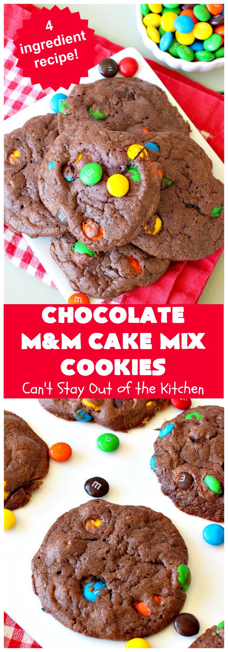 Chocolate M&M Cake Mix Cookies | Can't Stay Out of the Kitchen