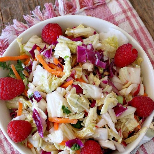 Chopped Asian Salad | Can't Stay Out of the Kitchen | this delightful #salad is fantastic. It's wonderful for company or #holidays. The homemade #SaladDressing is perfect for this #ChoppedSalad. It's also #healthy, #vegan, #LowCalorie, #GlutenFree & #CleanEating. #Asian #carrots #cabbage #AsianChoppedSalad