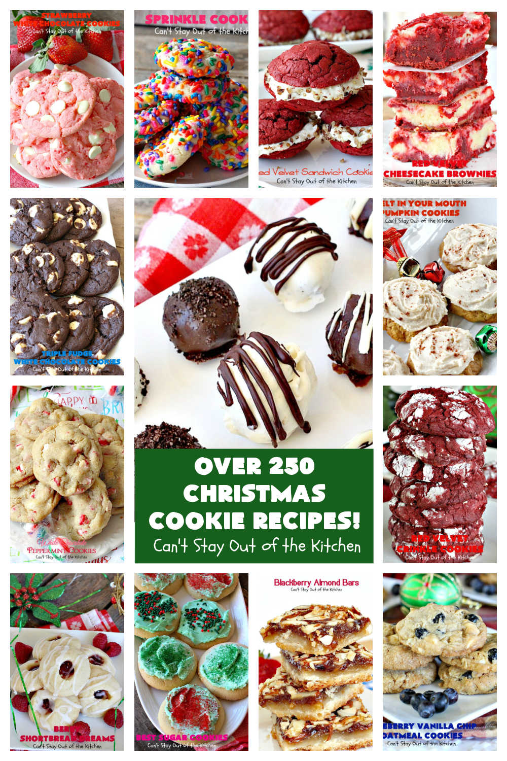 Christmas Cookies | Can't Stay Out of the Kitchen | Over 250 favorite #ChristmasCookies including #lemon #chocolate #cherry #thumbprint #RedVelvet #funfetti #pumpkin #PeanutButter #apricot #raspberry #fruitcake. So many delightful #cookies to bake for a #ChristmasCookieExchange or #HolidayBaking. #dessert