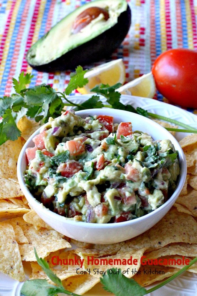 Chunky Homemade Guacamole | Can't Stay Out of the Kitchen | one of the BEST #guacamole recipes you'll ever eat. We love this chunky #appetizer. #Tex-Mex #avocados #tailgating