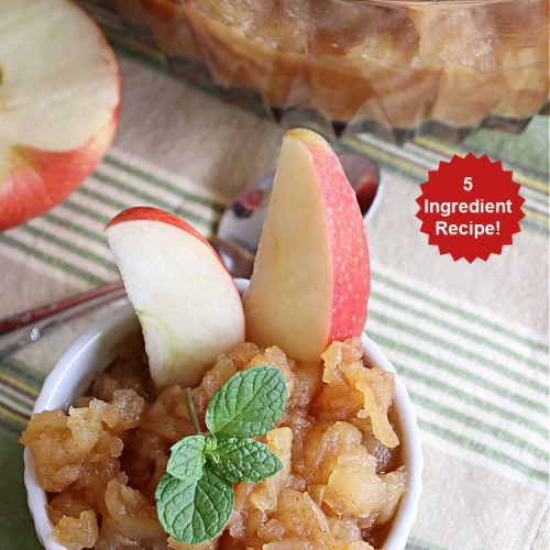 Chunky Maple Applesauce | Can't Stay Out of the Kitchen | this amazing 5-ingredient #applesauce #recipe is marvelous. It's made with #MapleSyrup & #MonkFruitSweetener & uses both #GrannySmith & #HoneyCrisp #apples. The #maple syrup flavors the apples wonderfully. Serve hot right off the stove or out of the #crockpot. Great #SideDish for company or #holiday dinners. #GlutenFree #ChunkyMapleApplesauce #vegan #ChunkyApplesauce