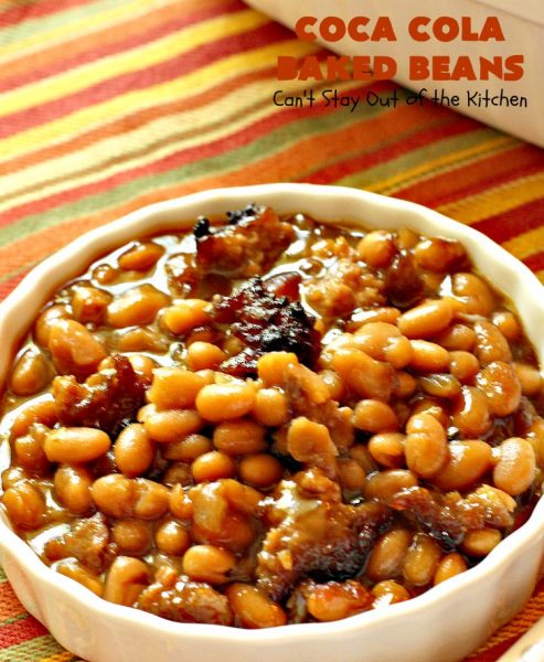 Coca Cola Baked Beans | Can't Stay Out of the Kitchen | this healthier version of #bakedbeans uses #VirgilsCola and #turkey sausage. It's terrific for summer #holiday parties & potlucks.