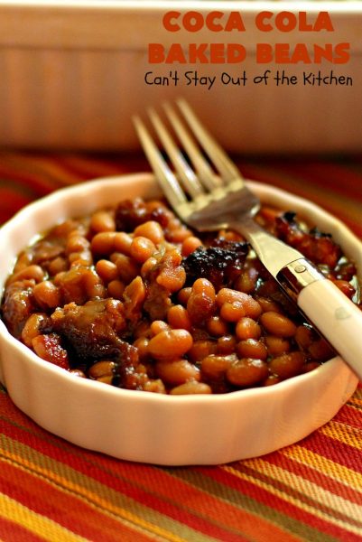 Coca Cola Baked Beans | Can't Stay Out of the Kitchen | this healthier version of #bakedbeans uses #VirgilsCola and #turkey sausage. It's terrific for summer #holiday parties & potlucks.