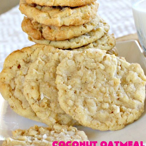 Coconut Oatmeal Cookies | Can't Stay Out of the Kitchen | these were my favorite #cookies growing up. #OatmealCookies with #coconut are so delicious! Every bite will have you drooling. Great for #tailgating parties, potlucks or #ChristmasCookieExchanges. #dessert #CoconutOatmealCookies #Fall #FallBaking