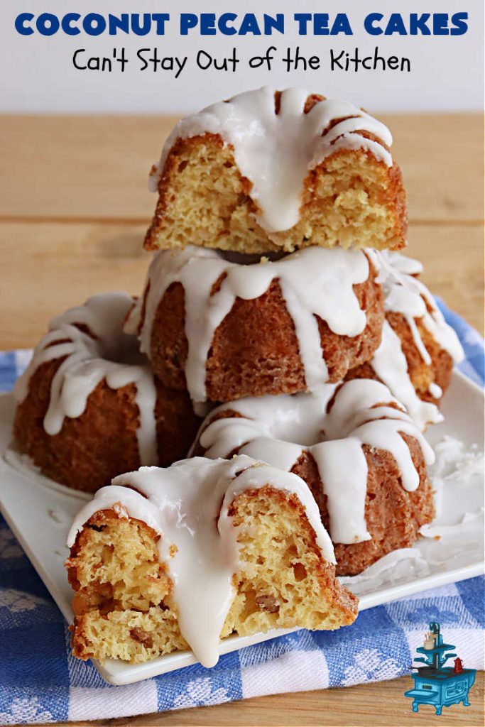 Coconut Pecan Tea Cakes | Can't Stay Out of the Kitchen | these adorable #TeaCakes are perfect for family get-togethers or #holiday #baking. If you enjoy #coconut and #pecans these miniature #Bundt #cakes will cure every sweet tooth craving. #cake #dessert #HolidayDessert #CoconutDessert #CoconutPecanTeaCakesCoconut Pecan Tea Cakes | Can't Stay Out of the Kitchen | these adorable #TeaCakes are perfect for family get-togethers or #holiday #baking. If you enjoy #coconut and #pecans these miniature #Bundt #cakes will cure every sweet tooth craving. #cake #dessert #HolidayDessert #CoconutDessert #CoconutPecanTeaCakes