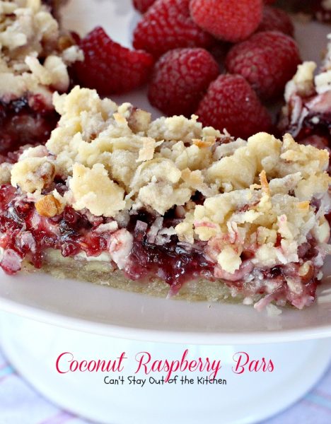 Coconut Raspberry Bars | Can't Stay Out of the Kitchen | these ooey, gooey #dessert bars are great for #holiday baking or any time you want a delectable #cookie or #brownie. #raspberries #coconut