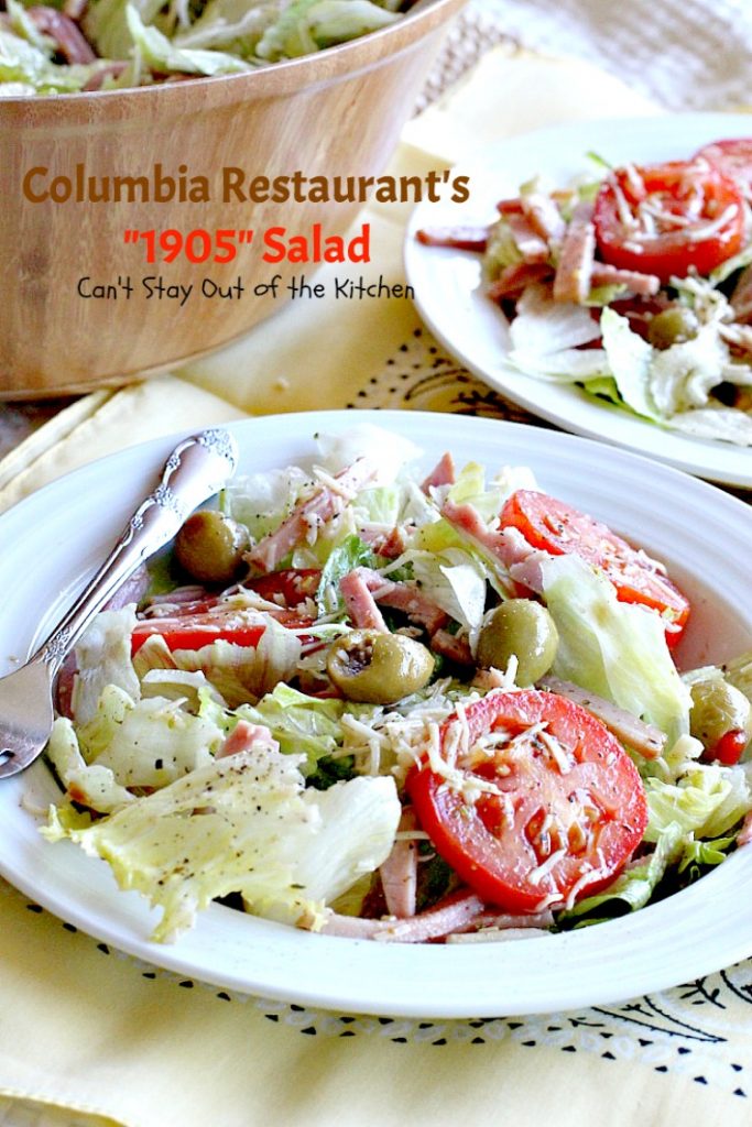 Columbia Restaurant's "1905" Salad | Can't Stay Out of the Kitchen | fabulous signature #salad from one of Clearwater, Florida's, premiere restaurants. We love this salad. #ham #swisscheese #romanocheese #glutenfree