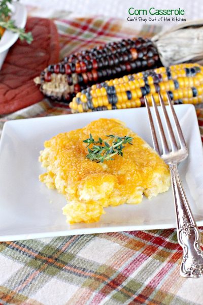 Corn Casserole | Can't Stay Out of the Kitchen | this is one of our favorite #corn #casserole recipes. It's quick, easy, #cheesy and uses #JiffyCornMuffinMix.