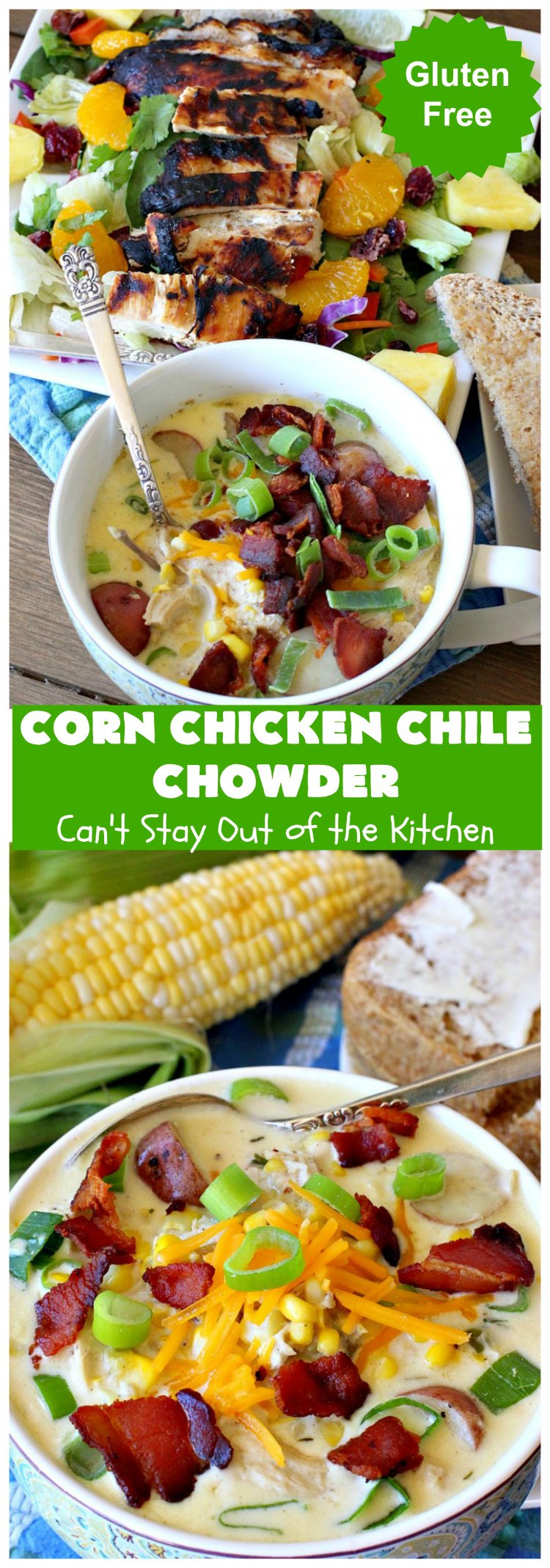 Corn Chicken Chile Chowder | Can't Stay Out of the Kitchen | this fantastic #TexMex #soup is hearty, satisfying & so filling. It's filled with Southwestern flavors that give it zest, but it's not overpowering. #corn #chicken #chowder #GreenChilies #CornChowder #GlutenFree #CornChickenChileChowder