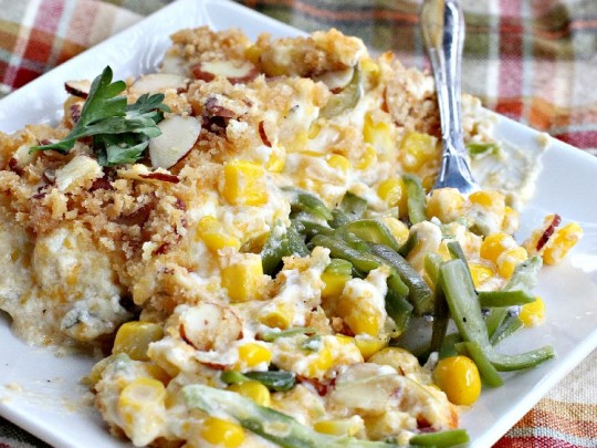 Corn and Green Bean Casserole - Can't Stay Out of the Kitchen