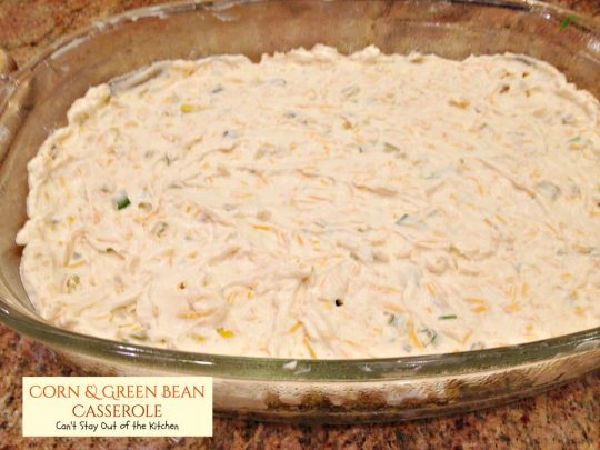 Corn and Green Bean Casserole | Can't Stay Out of the Kitchen | this fabulous #casserole features #corn and #greenbeans with a creamy sauce and an #almond and #RitzCracker topping. Great for #holiday menus.