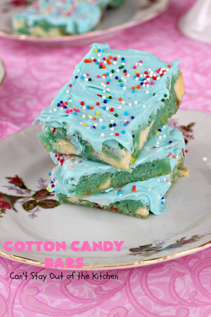 Cotton Candy Bars | Can't Stay Out of the Kitchen | these amazing bar-type #cookies are sinfully rich, decadent and so spectacular. They make a terrific #dessert for #Tailgating parties, #ValentinesDay or the #SuperBowl! #Holiday #HolidayDessert #TailgatingDessert #SuperBowlDessert #ValentinesDayDessert #Brownie #chocolate #CottonCandy #whitechocolate #ChocolateDessert