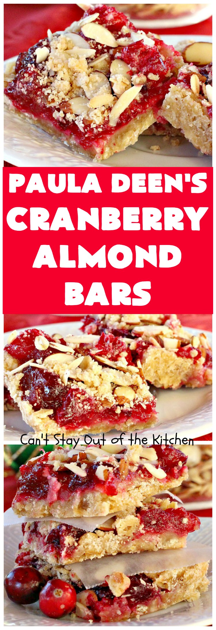 Cranberry Almond Bars | Can't Stay Out of the Kitchen