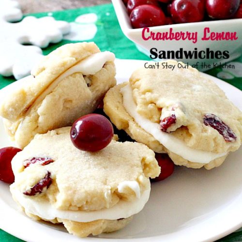 Cranberry Lemon Sandwiches | Can't Stay Out of the Kitchen | these fantastic #cookies are perfect for the #holidays. They use #craisins & #lemon zest. The icing is heavenly. #dessert