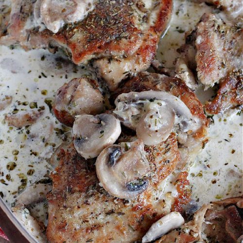 Creamy Garlic Mushroom Chicken Thighs | Can't Stay Out of the Kitchen | this delicious #chicken entree is cooked in a delectable creamy sauce with #garlic, #mushrooms & #ParmesanCheese. It's terrific for family or company dinners & is seasoned so wonderfully you'll find this #MainDish savory, irresistible, mouthwatering & just plain sumptuous! Everyone will want seconds! #GlutenFree #ChickenThighs #CreamyGarlicMushroomChickenThighs