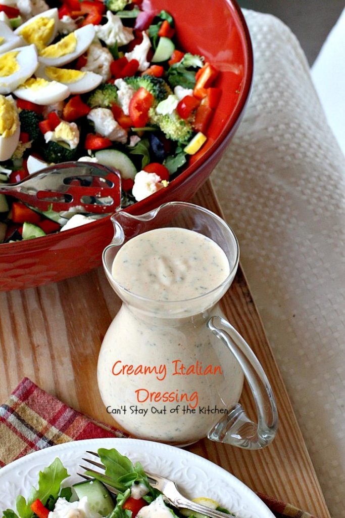 Creamy Italian Dressing | Can't Stay Out of the Kitchen | this is one of the BEST #saladdressings I've ever eaten. It is absolutely delicious, and so quick and easy to make. #salad #glutenfree