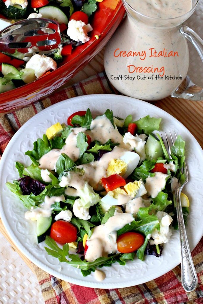 Creamy Italian Dressing | Can't Stay Out of the Kitchen | this is one of the BEST #saladdressings I've ever eaten. It is absolutely delicious, and so quick and easy to make. #salad #glutenfree