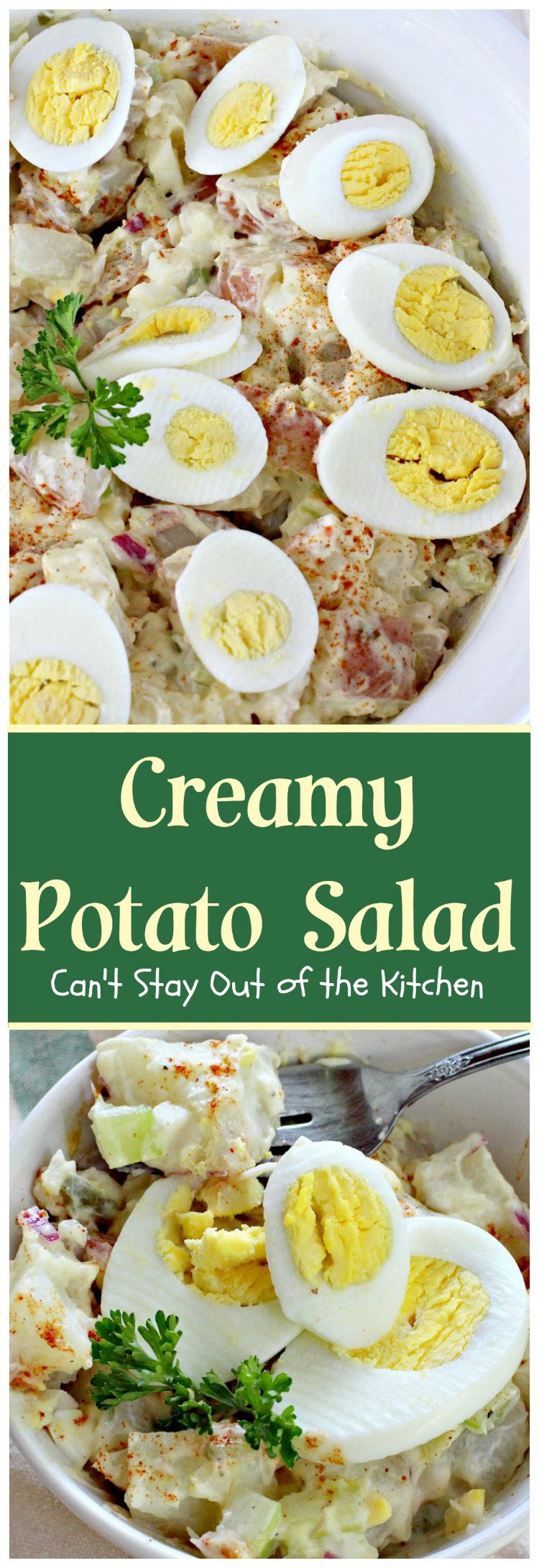 Creamy Potato Salad | Can't Stay Out of the Kitchen | This is our favorite #potatosalad recipe. Great for #MemorialDay & other summer #holiday fun. #potatoes #eggs #glutenfree