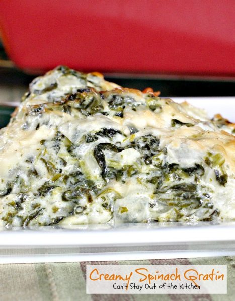 Creamy Spinach Gratin | Can't Stay Out of the Kitchen | our favorite way to make #spinach. This one uses #parmesancheese and #gruyere. #glutenfree