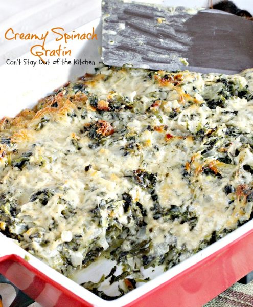 Creamy Spinach Gratin | Can't Stay Out of the Kitchen | our favorite way to make #spinach. This one uses #parmesancheese and #gruyere. #glutenfree