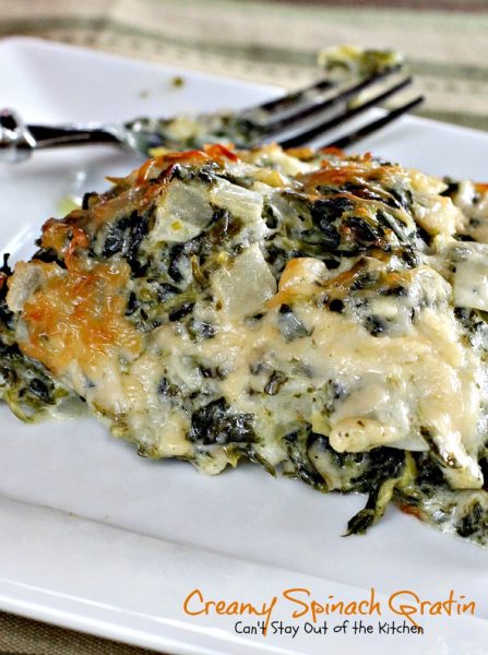 Creamy Spinach Gratin | Can't Stay Out of the Kitchen | our favorite way to make #spinach. This one uses #parmesancheese and #gruyere. #glutenfree