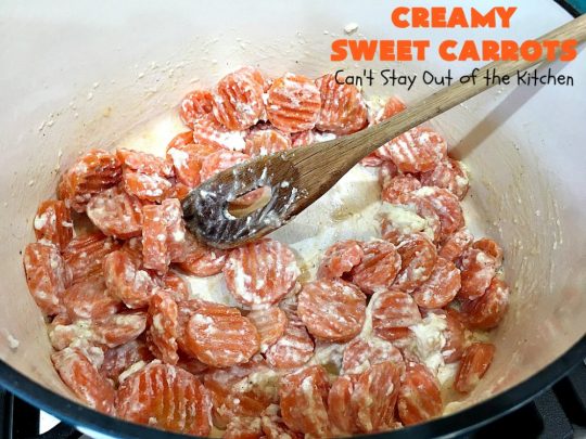 Creamy Sweet Carrots | Can't Stay Out of the Kitchen | easy 5-ingredient #recipe that can be whipped up in 10 minutes! Great for weeknight, company or #holiday dinners. #GlutenFree #Carrots #CreamCheese #CreamySweetCarrots