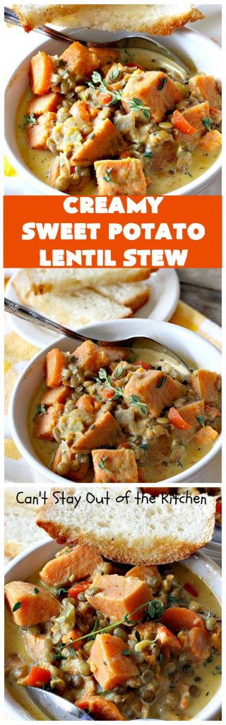 Creamy Sweet Potato Lentil Stew | Can't Stay Out of the Kitchen