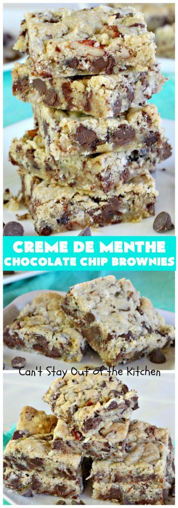 Creme De Menthe Chocolate Chip Brownies | Can't Stay Out of the Kitchen