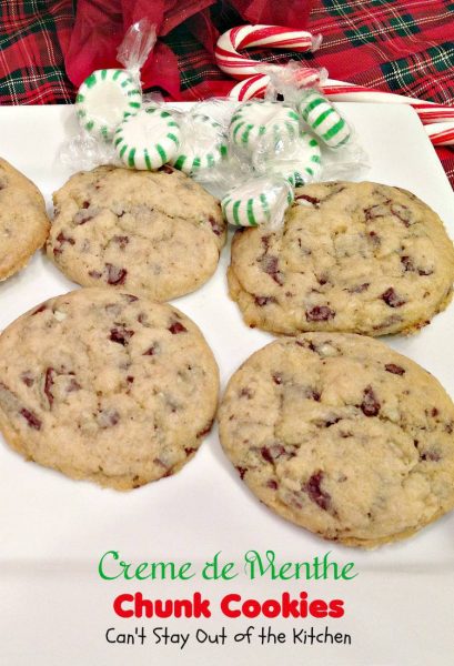 Creme de Menthe Chunk Cookies | Can't Stay Out of the Kitchen | scrumptious #cookies made with #Andes #cremedementhe baking chips. Rich #chocolate and #mint flavors. Wonderful #holiday #baking recipe. #dessert