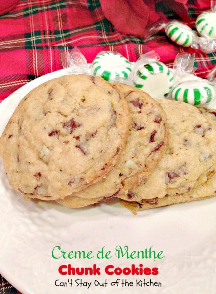 Creme de Menthe Chunk Cookies | Can't Stay Out of the Kitchen | scrumptious #cookies made with #Andes #cremedementhe baking chips. Rich #chocolate and #mint flavors. Wonderful #holiday #baking recipe. #dessert