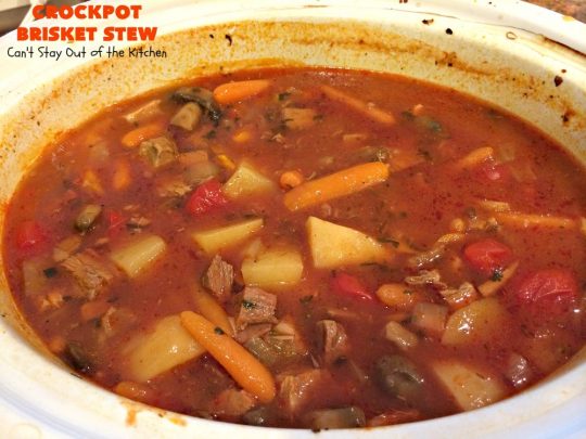 Crockpot Brisket Stew | Can't Stay Out of the Kitchen | This #recipe is so easy since everything is tossed into the #crockpot. It's an excellent way to use leftover #brisket. #SlowCooker #stew #CrockpotBrisketStew #GlutenFree