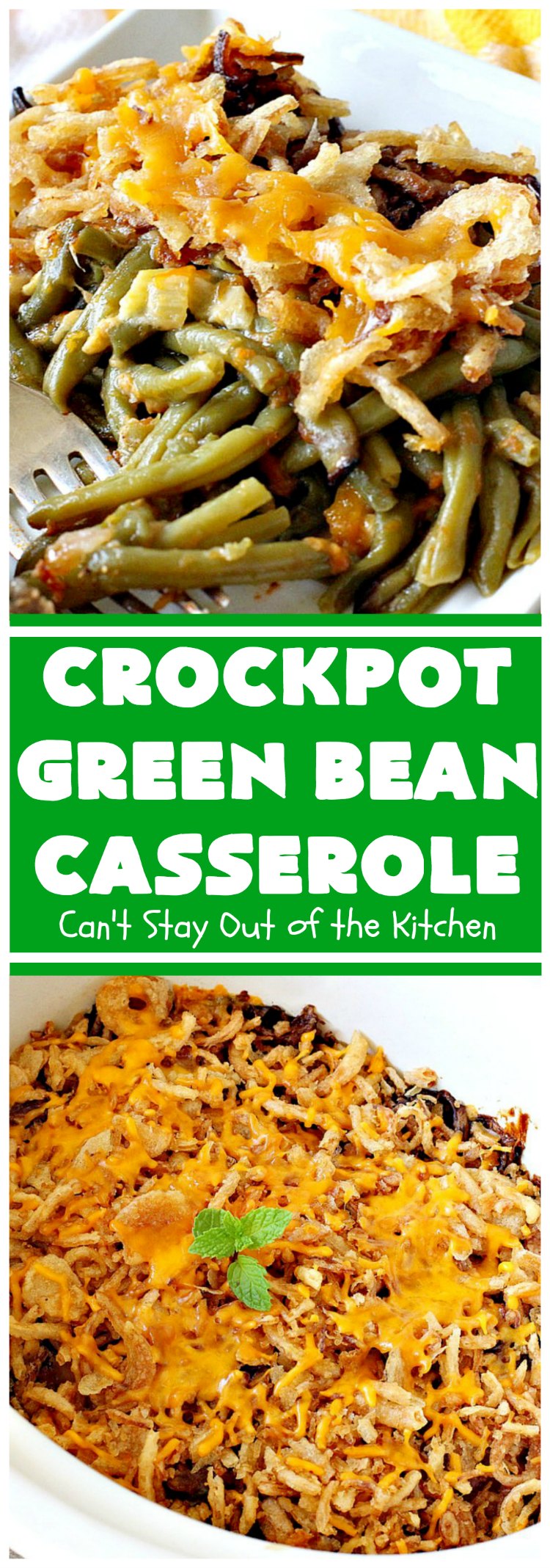 Crockpot Green Bean Casserole | Can't Stay Out of the Kitchen