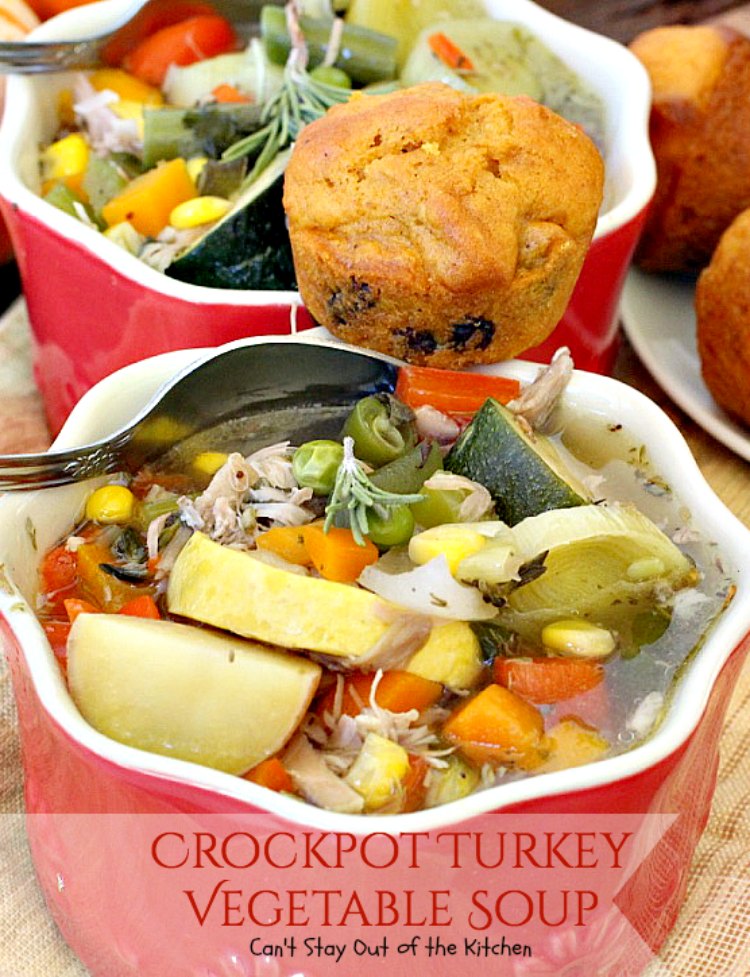 Crockpot Turkey Vegetable Soup | Can't Stay Out of the Kitchen | healthy, delicious, low calorie, clean eating way to enjoy leftover #turkey! Great comfort food. #glutenfree