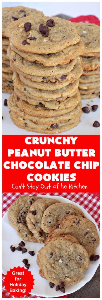 Crunchy Peanut Butter Chocolate Chip Cookies | Can't Stay Out of the Kitchen