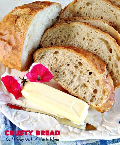 Crusty Bread | Can't Stay Out of the Kitchen | this easy "No-Knead" #bread is fantastic. It uses only 4 ingredients so it's incredibly inexpensive. Terrific Artisan type bread for any dinner meal. #vegan #CrustyBread #NoKneadBread #VeganBread #ArtisanBread