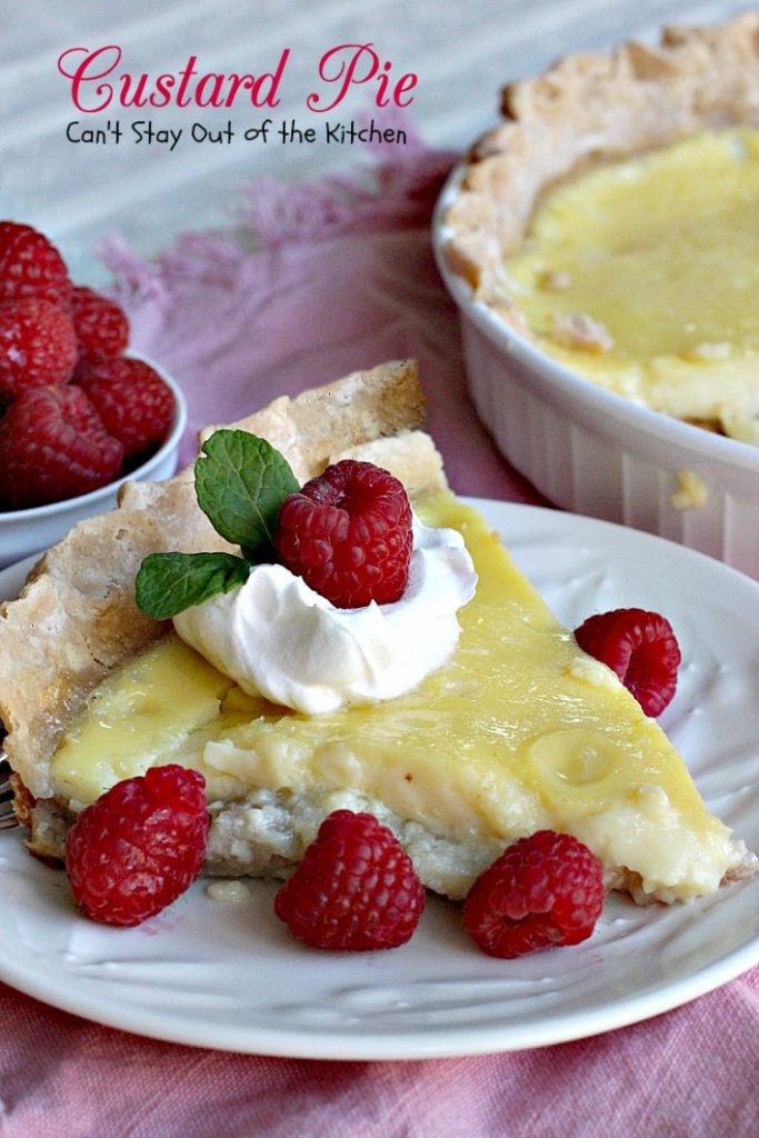 Mom's Custard Pie | Can't Stay Out of the Kitchen | this delicious #pie makes a great #holiday #dessert. This has always been my kid's favorite pie!