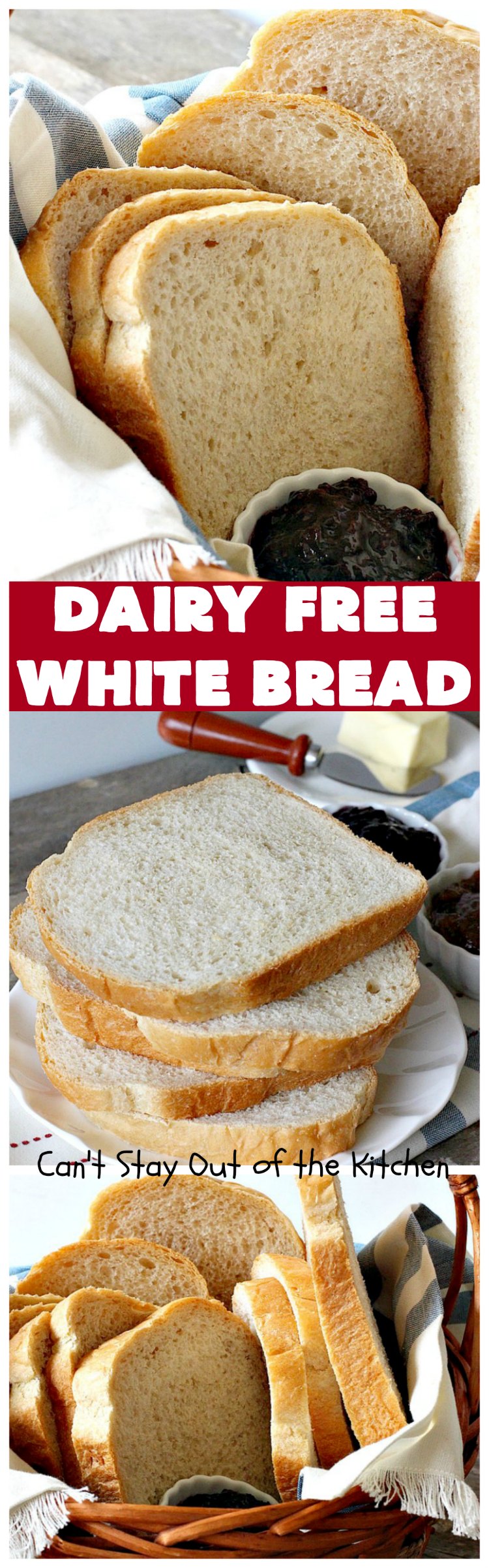 Dairy Free White Bread | Can't Stay Out of the Kitchen | This delicious homemade #bread is so quick & easy since it's made in the #breadmaker! This #dairyfree version is great for family members with lactose intolerance. Great for family or company dinners.
