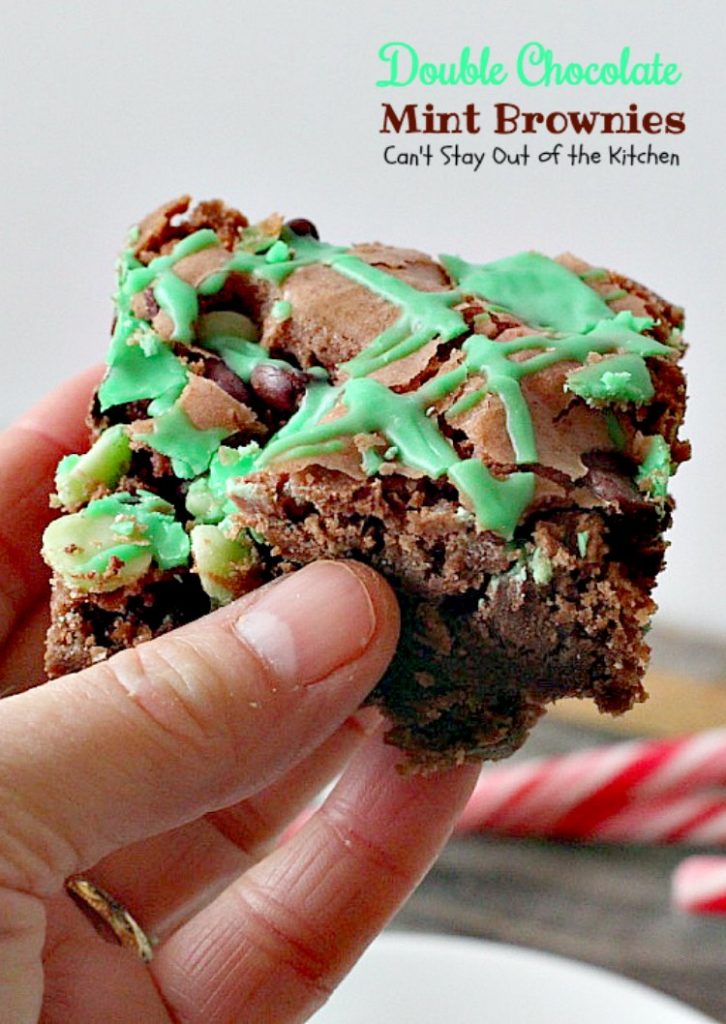 Double Chocolate Mint Brownies | Can't Stay Out of the Kitchen | these fabulous #brownies have double the #chocolate and mint flavor & are great to make for #Christmas or #St.Patrick'sDay. #dessert