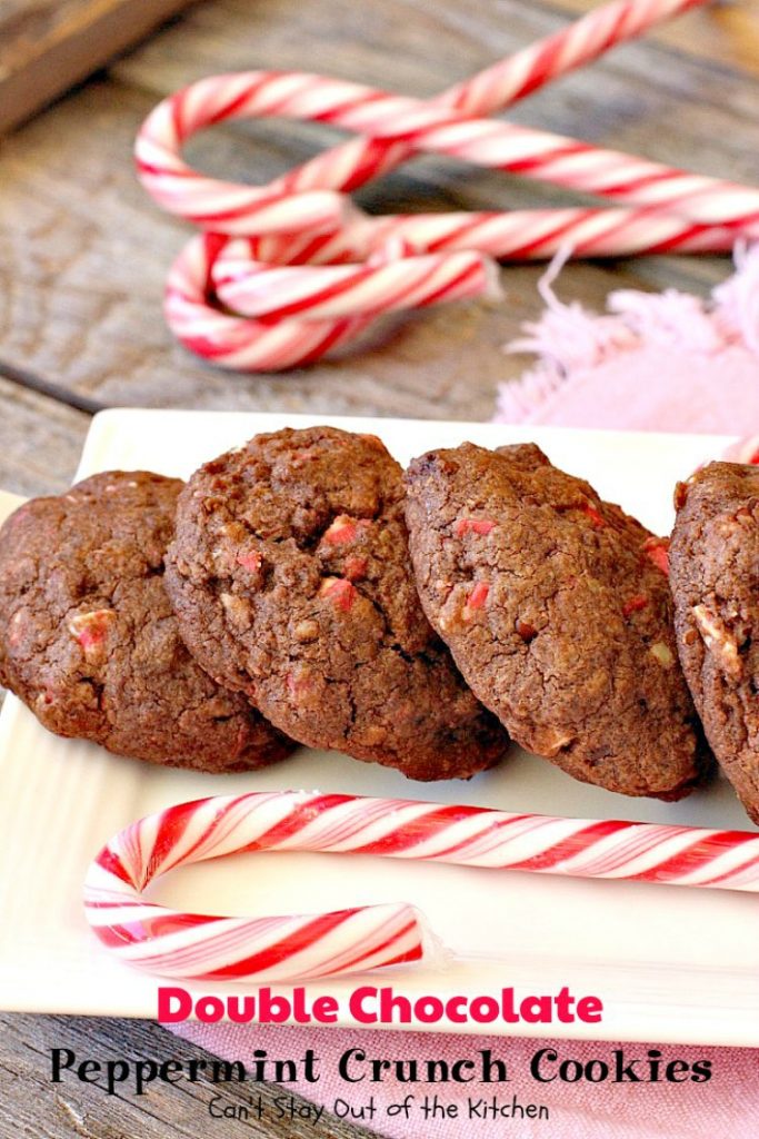 Double Chocolate Peppermint Crunch Cookies | Can't Stay Out of the Kitchen | these #chocolate #cookies are amazing. #Andes #peppermint baking chips add delightful flavor. Great for #holiday baking. #dessert