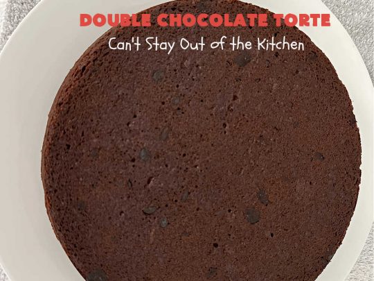 Double Chocolate Torte | Can't Stay Out of the Kitchen | #DoubleChocolateTorte is so rich & decadent, no one will believe it uses only 5 ingredients! The #recipe includes a #brownie box mix & has a #chocolate #ganache made from #ChocolateChips. #WhippedCream or #CoolWhip tops it off beautifully. Great #dessert for company, #holidays or potlucks. #ChocolateDessert #5IngredientRecipe #FiveIngredientDessert #ChocolateTorte