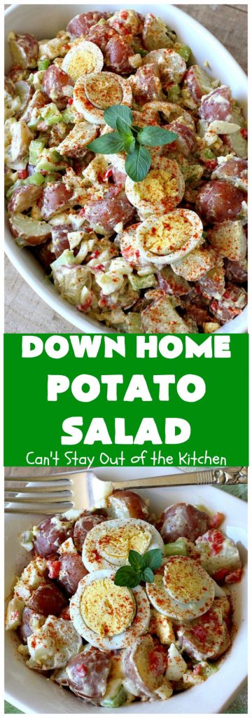 Down Home Potato Salad | Can't Stay Out of the Kitchen | Wow your family with this Best #PotatoSalad #Recipe ever! This is so mouthwatering & delicious. It's not like so many drab #Potato #Salad recipes with very little flavor & less ingredients. Terrific for #tailgating parties, potlucks, backyard BBQs & Family Reunions. #GlutenFree #eggs #holiday #DownHomePotatoSalad #MemorialDay #LaborDay #FourthOfJuly
