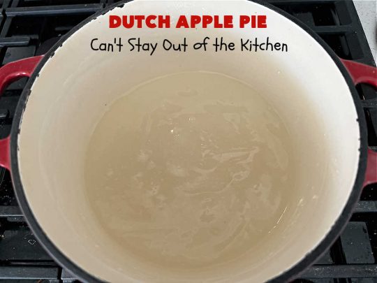 Dutch Apple Pie | Can't Stay Out of the Kitchen | This delicious #ApplePie #recipe is not like traditional #apple #pie with a #HomemadePieCrust. This one uses a crust made with #oatmeal & #BrownSugar. Instead of #cinnamon, this #dessert is flavored with #VanillaExtract. It is sort of the "LazyDay's" way of making #ApplePie! So mouthwatering & delicious & terrific for #holiday or company dinners. #Dutch #DutchApplePie